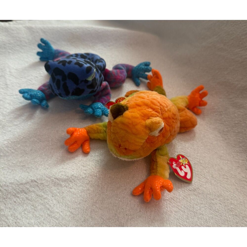 Ty Beanie Baby 2000 Prince & 2001 Dart the Frogs Lot of 2 New